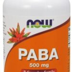 NOW Foods PABA 500mg WITAMINA B10 SKÓRA STARZENIE SIWIENIE 100kap
