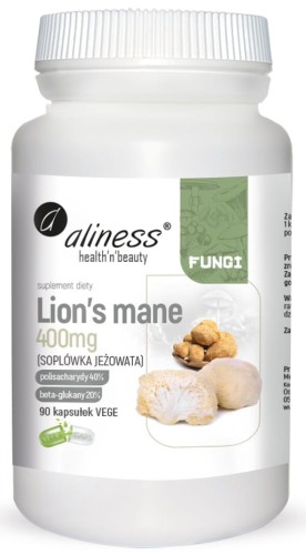 lions-mane-net Aliness LION'S MANE Soplówka jeżowata 400 mg 90 kaps - obrazek 1
