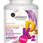 Naturalna Witamina K2 FORTE MK-7 200 µg z Natto + D3 60 kapsułek